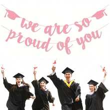 1 Set 2026 Graduation Banners Party Decorations, Black Glitter We Are So Proud Of You Graduation Banners Garland For Congratulation Graduations Party Supplies, School, Home, Car Decorations - 9pcs - View 5