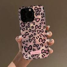 立体浮雕高光泽豹纹手机壳，兼容 16/15/14/13/12 Pro Max/11/17 Pro/17 Pro Max，时尚防震、防水、防摔、防刮擦，后盖防紫外线 - 玫瑰紅 - 查看 4