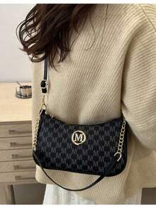 2026夏季新款女士链条腋下包，时尚个性单肩斜挎新月包 - 黑色 - 查看 3