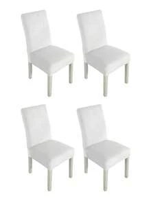 1件装/4件装，天鹅绒餐椅套 - 柔软、可水洗、弹性好且贴合度高的椅套，无印花设计，餐椅套，宴会椅套，涤纶混纺面料，弹性贴合，适用于家庭、餐厅、宴会等场合，也适用于圣诞节和其他各种节日。 - 白色 - 查看 7