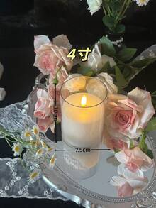 无焰LED蜡烛（带遥控器和定时器），亚克力玻璃柱形蜡烛，适用于浪漫婚礼和家居装饰，情人节和求婚必备 - 白色 - 查看 11