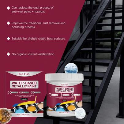 Sơn kim loại gốc nước màu đen, lớp phủ chống ăn mòn, đa năng dùng cho ô tô, nghệ thuật sắt thép, bộ sơn chống gỉ tự làm.