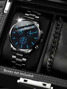 Bộ 2 đồng hồ nam cao cấp chạy bằng pin thạch anh, mặt tròn, kiểu dáng công sở thường ngày, kèm dây đeo, thích hợp cho các dịp lễ hội, tiệc tùng, công việc và sử dụng hàng ngày, là món quà tuyệt vời dành cho nam giới. - màu đen - Xem 5