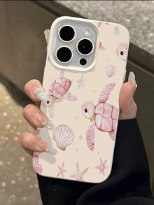 1pc White Cartoon Sea Turtle Minimalist TPU Shockproof Phone Case, Compatible With IPhone 17, 16, 15, 14, 13, 12, 11 Pro Max, Air, Series - Multicolor - View 1