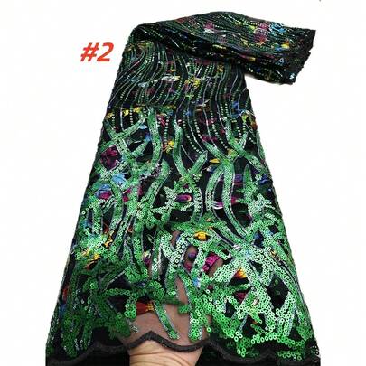 قماش شبكي مطرز فرنسي عالي الجودة، قماش شبكي مطرز نيجيري بالترتر، مناسب لخياطة فساتين الحفلات