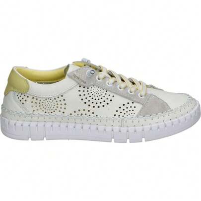  YOKONO | Scarpe da donna Yokono Flow-100 in pelle – Scarpe basse color crema con dettagli – Scarpe eleganti con lacci decorativi – Modello slip-on – Comode e versatili – Alta qualità