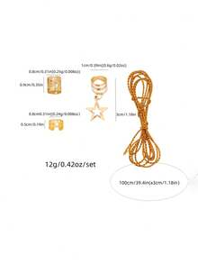 76 Pcs New DIY Dreadlock Accessories, Star Pendants Wrapping String Hair Rings - Multicolor - View 8