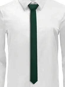 1pc Men's Solid Color Necktie, Business Formal Slim Tie (4cm) - Dark Green - View 2