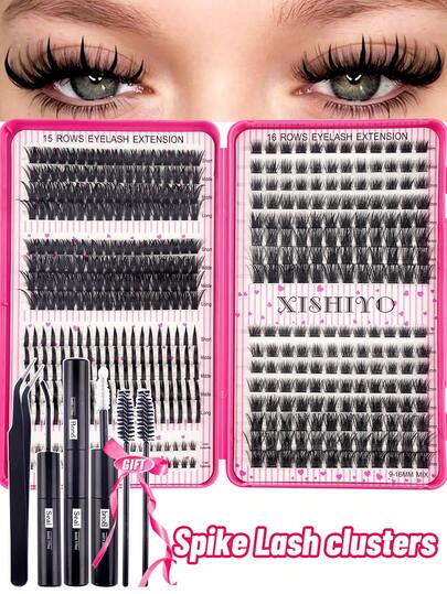 476Pairs Lash Book, 10-16mm Mixed Density Lash Tool Kit, New 10-16mm Cat Eye D Curl Lashes, DIY Natural Makeup Lash Extension Set, Ultra Soft Lightweight Lash Extension Kit, Lash Glue Set, Suitable For Daily Use, Wedding, Date, Party, Music Festival, Halloween, Cluster Lashes, Individual Lashes, Professional False Eyelash Makeup