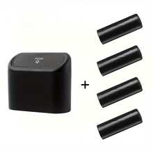 1pc Mini Trash Can + 4 Rolls Trash Bags, Car Trash Can With Lid, Leak-Proof Mini Car Accessories Trash Can - Durable And Easy To Clean - A - View 12