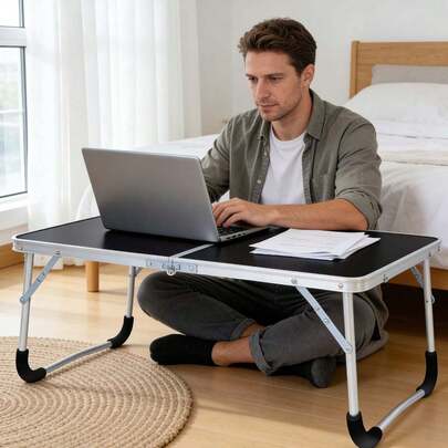 1pc Foldable Laptop Desk, Convenient For Watching Shows, Studying, Dorm Room Essential! Portable Folding Laptop Table