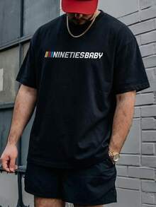 FRACTYR 男士夏季休闲街头服饰 | “90年代宝贝”赛车主题黑色印花T恤 | 必备复古街头风单品 | 圆领短袖上衣 - 黑色 - 查看 3