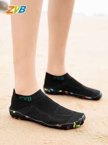 ZVB Giày đi biển cho cặp đôi thích hợp cho người yêu thích đi chân trần, giày đi biển đế mềm cho nữ để bơi lặn, dép sandal mùa hè khô nhanh ngoài trời, giày đi nước thoáng khí chống trượt - màu đen - Xem 3
