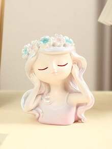 1 Set Creative Girl Sleeping Pose Figurine, Adds Fairy Tale Atmosphere To The Garden - Suitable For Planting Succulents And Storing Tools In Resin. - Multicolor - View 5