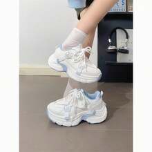 2025春夏新款厚底网面休闲女鞋 - 藍色 - 查看 1