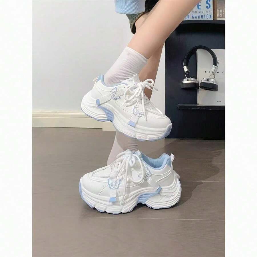 2025春夏新款厚底网面休闲女鞋 - 藍色 - 查看 1