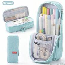 1 Hộp bút gấp gọn, hai lớp, dung tích lớn, đơn giản và sáng tạo, đa chức năng, túi đựng văn phòng phẩm có chân đế, hộp đựng bút. - Mảnh duy nhất - Xem 13