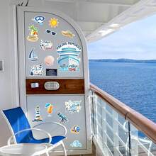 27pcs Nautical Theme Magnetic Decorations, Large Sailing Style Magnets With Interesting Ship Patterns Suitable For Doors And Refrigerators, Comes With 3 Pens - Multicolor - View 5