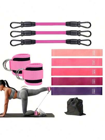 11 件装阻力臀部带腿部臀部训练套件，踝带织物环带提臀健身器材