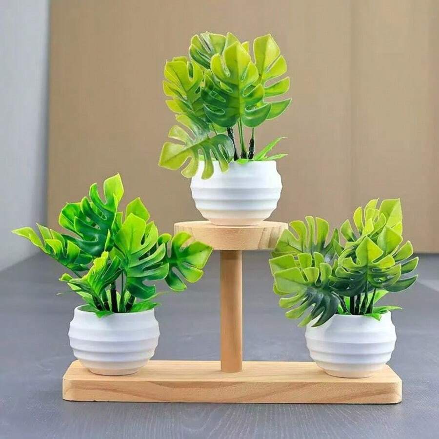 1 chậu cây giả hình lá rùa, lá rùa giả 15cm trong chậu trắng, thích hợp để trang trí bàn làm việc, nhà cửa, văn phòng, lối vào, làm nổi bật không gian sống. - màu xanh lá - Xem 1