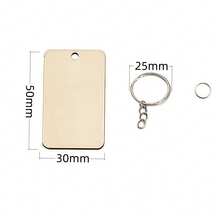 1 Box DIY Wooden Keychain Pendant Set, Unfinished Keychain Pendant Gift, With Hanging Ring - Rectangular Blank Wooden Suitable For Custom Keychain Handcraft, For Keychain Decoration, DIY Tag Making, Luggage Decor, Holiday DIY, Multifunctional, Durable, Carefully Selected Gift (Size: 10/50/100 Sets) - Apricot - View 3