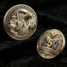 United States 250th Anniversary Coin Bald Eagle Coin 1776–2026 Anniversary Coin Novelty Commemorative Coin Double-Sided Historical Design Collectible Commemorative Coin, 250-Year History Commemorative Gift, Suitable For Christmas, Halloween, Valentine's Day Gifts And Display Commemorative Coin Gift - 金色 - 查看 4