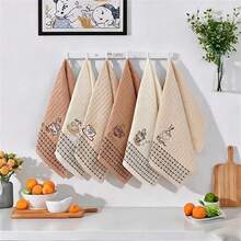Set de 4/6 piezas, paños de cocina bordados con motivos de café, trapos de limpieza de secado rápido, toallas de cocina grandes y gruesas, suaves y transpirables, aptos para toallas de baño, almohadillas de pulido de automóviles y lavado de platos. Paños reutilizables, estilos aleatorios - Color aleatorio - Ver 4