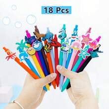 1/6/12/18 Pcs Summer Beach Marine Animal Series Theme Ballpoint Pen Student, Underwater Animal World, Black Ink, Student Writing Gift Set - Summer Marine Animals - View 8