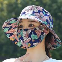 夏季新款宽檐遮阳帽一体式女士遮阳帽 - 防护帽 - 透气 - 优雅户外帽，适合骑行、钓鱼和露营 - 遮阳 - 彩色 - 查看 4