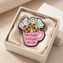 Ghim cài áo hình hoa mùa xuân, ghim cài áo in khẩu hiệu chăm sóc bản thân, phụ kiện mùa xuân/hè tươi mát, ghim cài áo bó hoa màu hồng phiên bản giới hạn, ghim cài áo phong cách chữa lành nhẹ nhàng, trang trí quần áo và túi xách. - Hồng - Xem 2