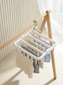 1 件装晾衣绳，带 32 个夹子和可折叠塑料晾衣架，适用于晾晒衣物、内衣、袜子 - 白色 - 查看 5