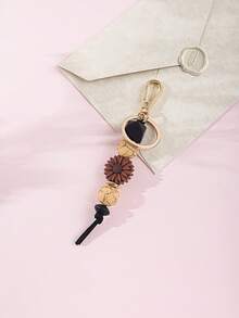 1个波西米亚风雏菊串珠钥匙扣，可爱硅胶雏菊吊坠，饰有纹理石珠和编织流苏，是送给朋友、姐妹和植物爱好者的贴心礼物。 - 多色 - 查看 12