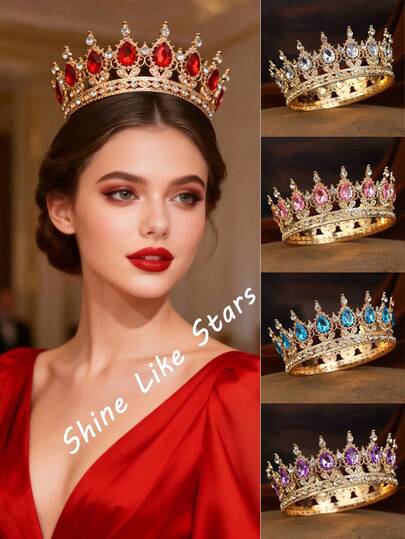 Exquisite Birthday Crowns With Radiant Large Teardrop Rhinestones Baroque Queen Tiaras For Women Girls Brides And Bridesmaids Cosplay Party Goers Aesthetic Elegant Princess Jewelry To Wear For Graduation Ceremonies Costume Parties Wedding Party Hair Beach Accessories Items Summer Prom Jewelry