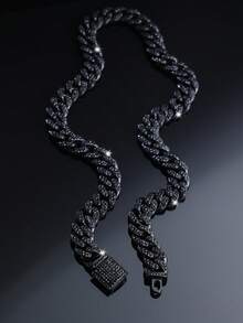 1pc Hip Hop Icy Crystal Rhinestone Necklace & Bracelet Set, Fashionable Zinc Alloy Jewelry Suitable For Men And Women - 5237FG - View 10