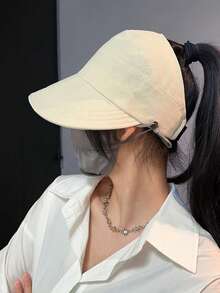 1pc Women's Breathable Foldable Sun Hat, Wide Brim, UV Protection, Open-Top Peaked Cap, Suitable For Ponytail - A - View 7