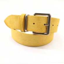 Unisex Retro Faux Suede Silver Buckle Distressed Wide Waist Belt, Suitable For Coats - Ginger - View 6