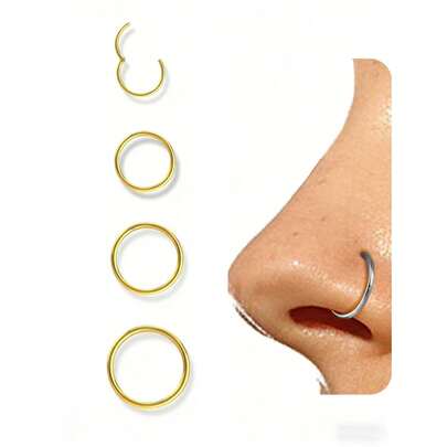 Bộ 4 khuyên mũi bằng thép không gỉ, kiểu dáng thời trang, trang sức xỏ khuyên mũi, khuyên vách ngăn mũi đơn giản và thanh lịch, bộ khuyên mũi bằng thép không gỉ.