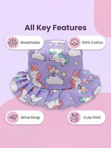 新款遮阳防晒防紫外线防风渔夫帽，适合2-6岁婴幼儿，印花清新款式，男女童通用小马渔夫帽 - 1PC - 查看 7