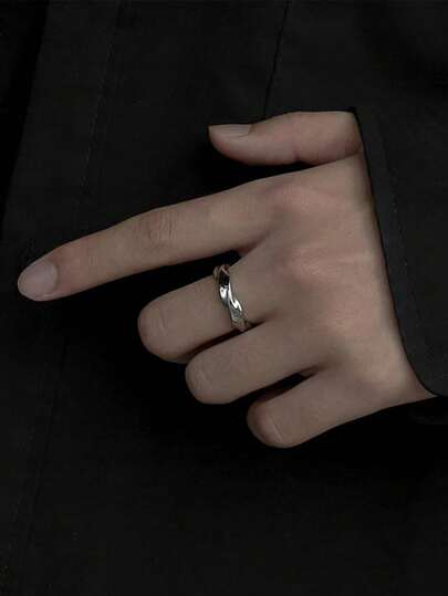 1 Peça Anel Mobius de Aço Titânio Minimalista, Anel de Casal/Dedo Vintage de Luxo