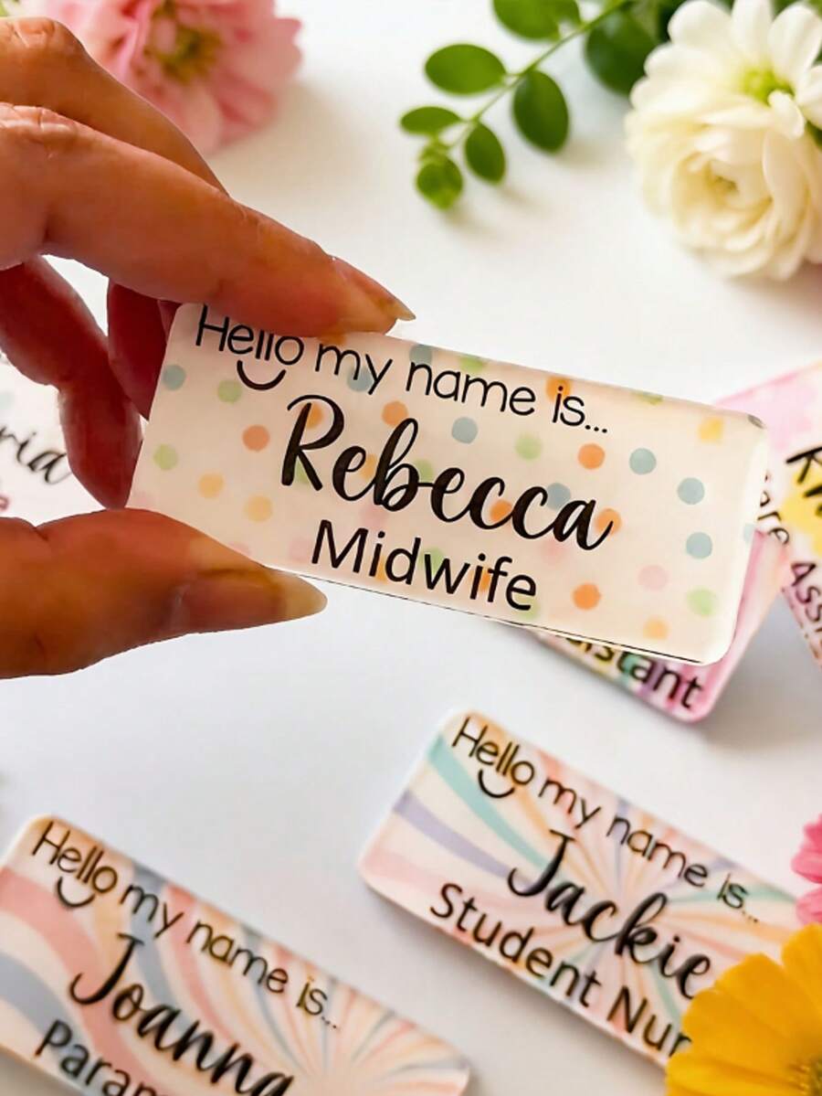 Custom Acrylic Name Badge Pin - Personalized Text And Design, Reusable Durable Professional Badge For Daily Use, Ideal For Conferences, Work Events, And Corporate Identification, Elegant And Versatile Accessory - A-personalized Name Badge - View 1
