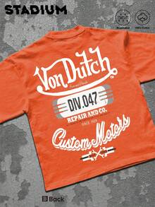 Camiseta estampada sin mangas, chaleco lavado de moda callejera estilo Y2K para hombre (algodón puro 220 g), estampado divertido con patrón vintage, estilo hip-hop, camiseta casual de manga corta con cuello redondo de verano para hombre, ropa urbana de verano para hombre. - Naranja - Ver 2
