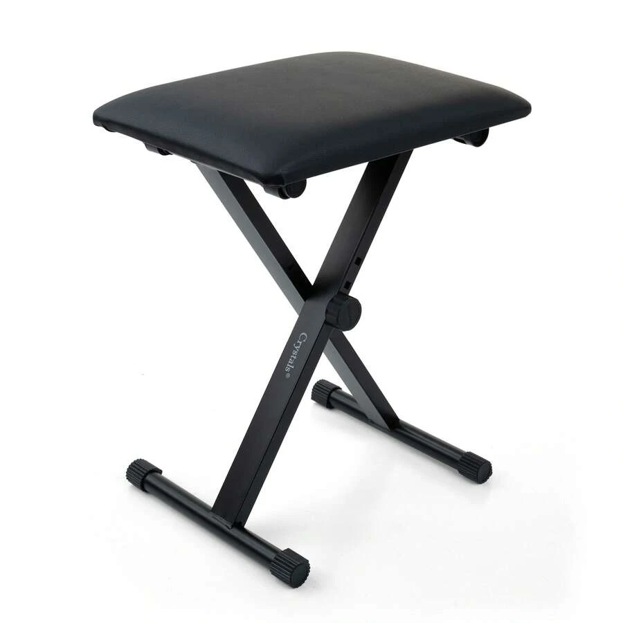 Crystals Adjustable Piano Stool Keyboard Bench With Padded Seat – Foldable Metal Music Chair For Keyboard, Piano & Drum - Black - View 1
