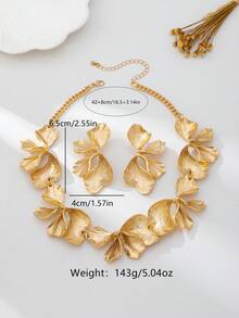 1pc Women's Fashionable European & American Style Metal Leaf & Petal Decorative Necklace - Leaves and Petals - View 10