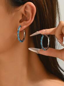 一对奢华夸张锆石耳环，时尚优雅百搭的珠宝，适合派对、宴会、婚礼和商务聚会等场合佩戴。 - 鋯石耳圈 - 查看 13