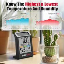 BaldrTherm Room Thermometer Indoor Humidity Meter Solar Powered With Max/Min Memory &Amp; Comfort Indicator - 3.2" Large Display For Home, Black, 1Pack - ColorA - View 4