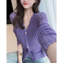 Women Lightweight Cardigans - Green - View 3