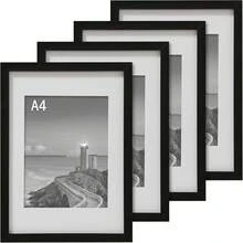 Cispree A4 Photo Frame-Black(4Pack), Solid Wood Picture Frame For 11.69x8.27 Inc - default - 查看 3