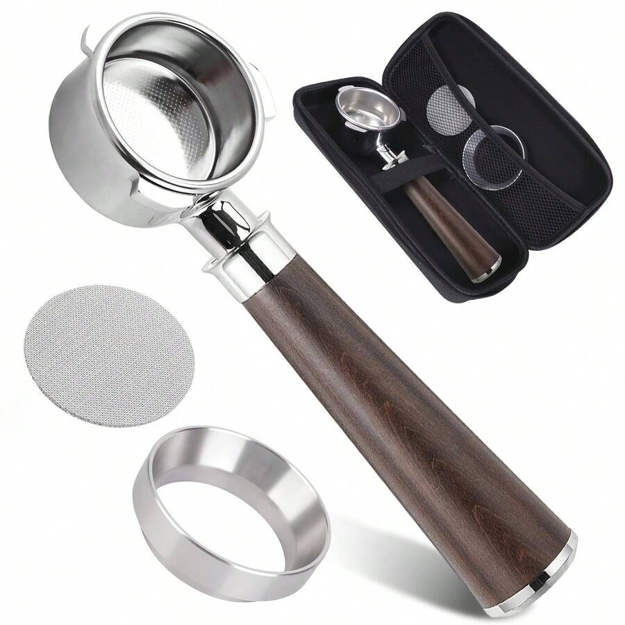 54mm 無底手把組,含定量杯、漏斗與壓粉器,木製手把,3孔不鏽鋼濾籃,適用於 Barista Express、Pro、Touch、Bambino Plus、Infuser (880BSS, 870XL, 878BSS, 500BSS, 840XL) - 彩色 - 查看 1