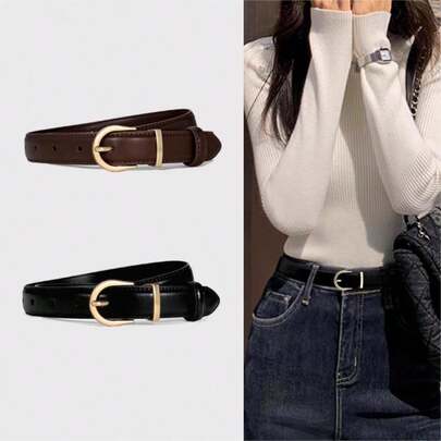 1pc Women's Multi-Color Retro Minimalist Versatile Belt, Suitable For Jeans, Trousers, Daily Wear