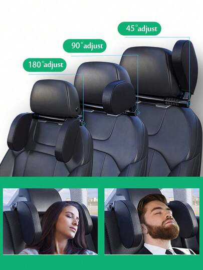 YAIUZGOO 汽车座椅头枕，旅行头枕，U型记忆棉侧支撑颈枕，旅行睡眠枕，侧睡舒适，适用于多种车型，通用座椅睡眠垫，公路旅行的理想之选